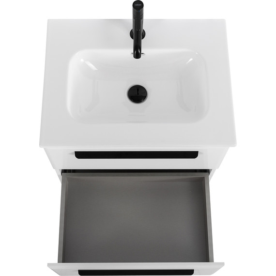 Тумба подвесная с раковиной Cezares ECO-CER-N-600-2C-SO-BL 60 см (раковина CZR-8073-60) bianco lucido - фото 6