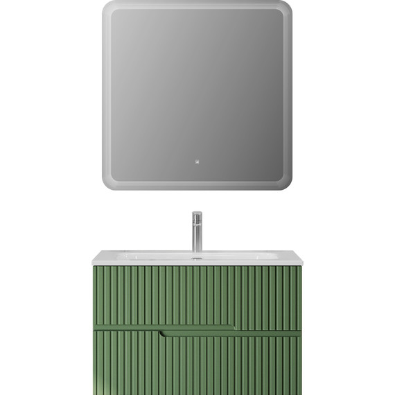 Тумба подвесная с раковиной Cezares DUET-N-800-2C-SO-PS-P 80 см (раковина CZR-8073-80) фисташковый софт - фото 7