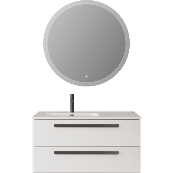 Тумба подвесная с раковиной Cezares ECO-CER-N-1000-2C-SO-BL-L 100 см (раковина CZR-8095-100-L) bianco lucido - фото 8