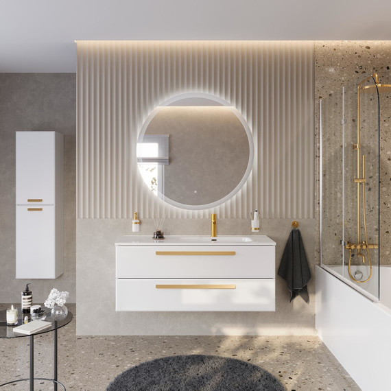 Тумба подвесная с раковиной Cezares ECO-CER-N-1200-2C-SO-BL-R 120 см (раковина CZR-8095-120-R) bianco lucido - фото 12