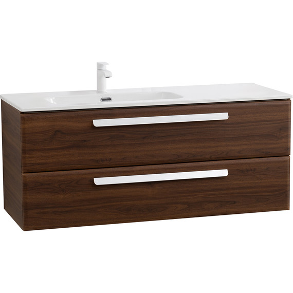 Тумба подвесная с раковиной Cezares ECO-CER-N-1200-2C-SO-NCS-P-L 120 см (раковина CZR-8095-120-L) орех шоколад софт - фото 6