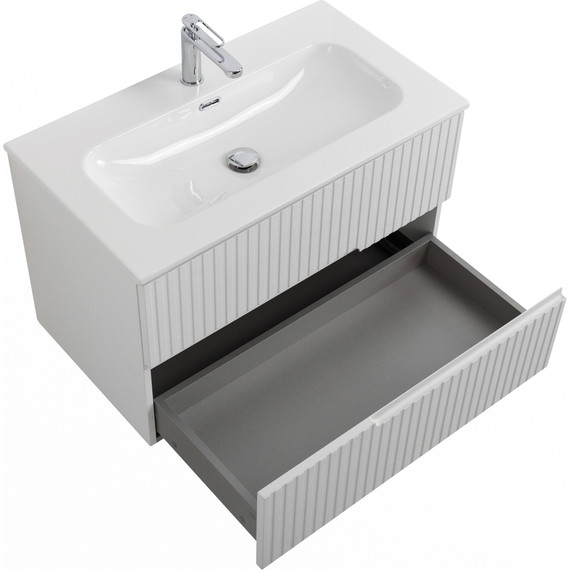 Тумба подвесная с раковиной Cezares DUET-N-800-2C-SO-FBS-P 80 см (раковина CZR-8073-80) ясень белый софт - фото 3