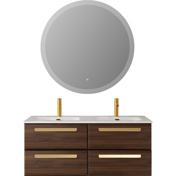 Тумба подвесная с раковиной Cezares ECO-CER-N-1200-4C-SO-2-NCS-P 120 см (раковина CZR-8073-120-2) орех шоколад софт - фото 14