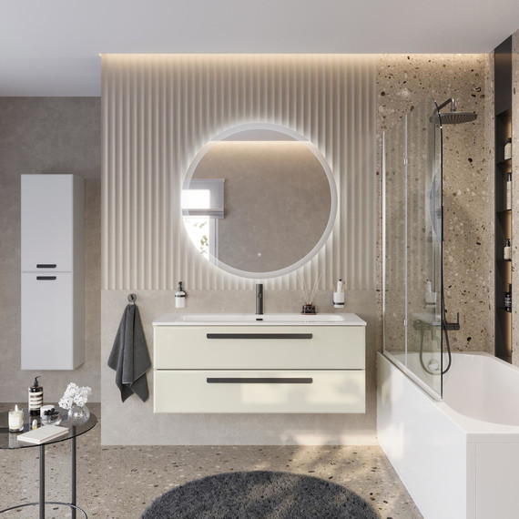 Тумба подвесная с раковиной Cezares ECO-CER-N-1200-2C-SO-AS-P 120 см (раковина CZR-8073-120) альпака брашированная - фото 13