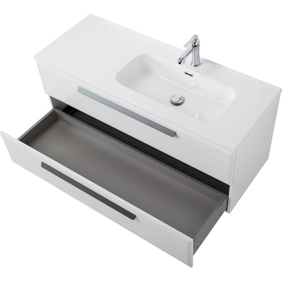 Тумба подвесная с раковиной Cezares ECO-CER-N-1200-2C-SO-BL-R 120 см (раковина CZR-8095-120-R) bianco lucido - фото 3