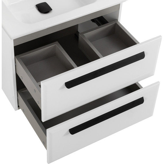 Тумба подвесная с раковиной Cezares ECO-CER-N-600-2C-SO-BL 60 см (раковина CZR-8095-60) bianco lucido - фото 5