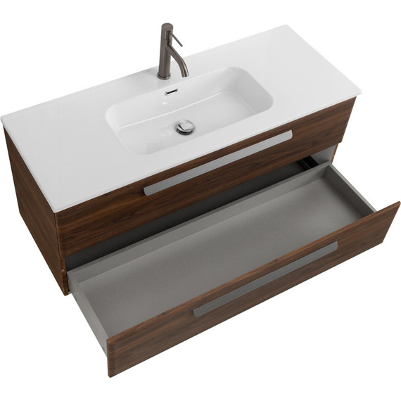 Тумба подвесная с раковиной Cezares ECO-CER-N-1200-2C-SO-NCS-P 120 см (раковина CZR-8095-120) орех шоколад софт - фото 3