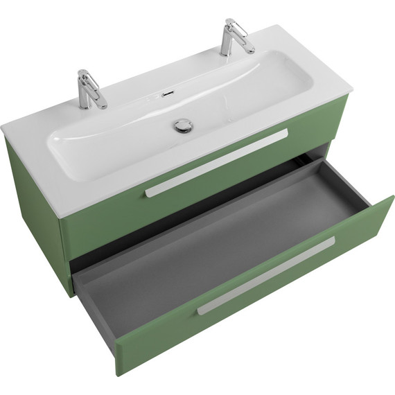 Тумба подвесная с раковиной Cezares ECO-CER-N-1200-2C-SO-PS-P 120 см (раковина CZR-8073-120-1-2) фисташковый софт - фото 3