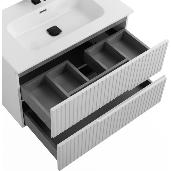 Тумба подвесная с раковиной Cezares DUET-N-800-2C-SO-FBS-P 80 см (раковина CZR-8095-80) ясень белый софт - фото 4