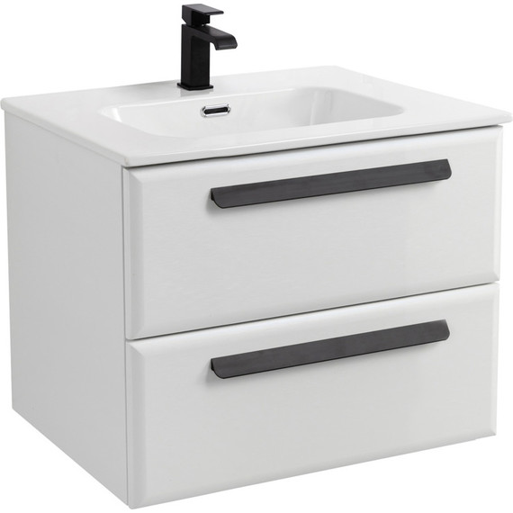 Тумба подвесная с раковиной Cezares ECO-CER-N-700-2C-SO-BL 70 см (раковина CZR-8095-70) bianco lucido - фото 2