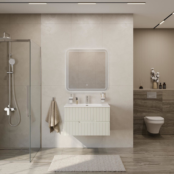 Тумба подвесная с раковиной Cezares DUET-N-800-2C-SO-AS-P 80 см (раковина CZR-8095-80) альпака брашированная - фото 7