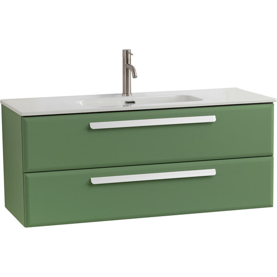 Тумба подвесная с раковиной Cezares ECO-CER-N-1200-2C-SO-PS-P 120 см (раковина CZR-8095-120) фисташковый софт - фото 2