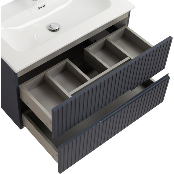 Тумба подвесная с раковиной Cezares DUET-N-800-2C-SO-GR-P 80 см (раковина CZR-8073-80) grafito - фото 5