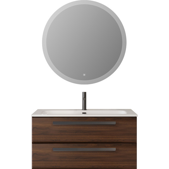 Тумба подвесная с раковиной Cezares ECO-CER-N-1000-2C-SO-NCS-P 100 см (раковина CZR-8073-100) орех шоколад софт - фото 9