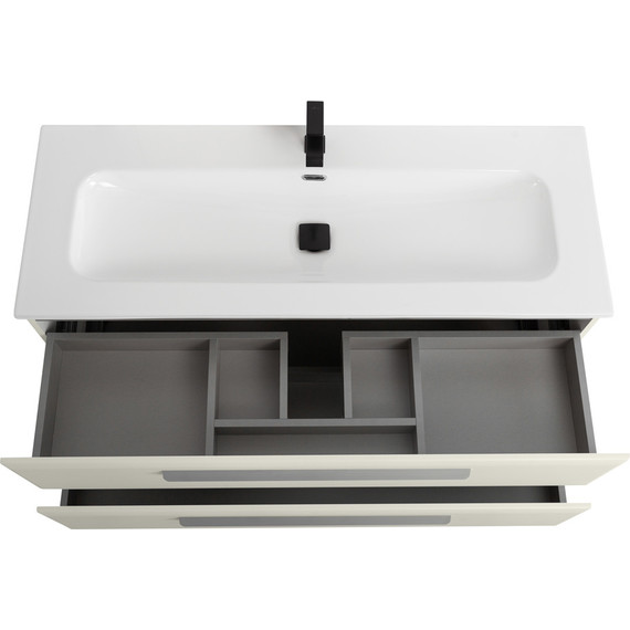 Тумба подвесная с раковиной Cezares ECO-CER-N-1200-2C-SO-AS-P 120 см (раковина CZR-8073-120) альпака брашированная - фото 5