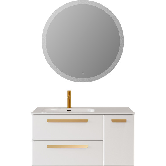 Тумба подвесная с раковиной Cezares ECO-CER-N-1000-2C-1A-SO-BL-L 100 см (раковина CZR-8095-100-L) bianco lucido - фото 18