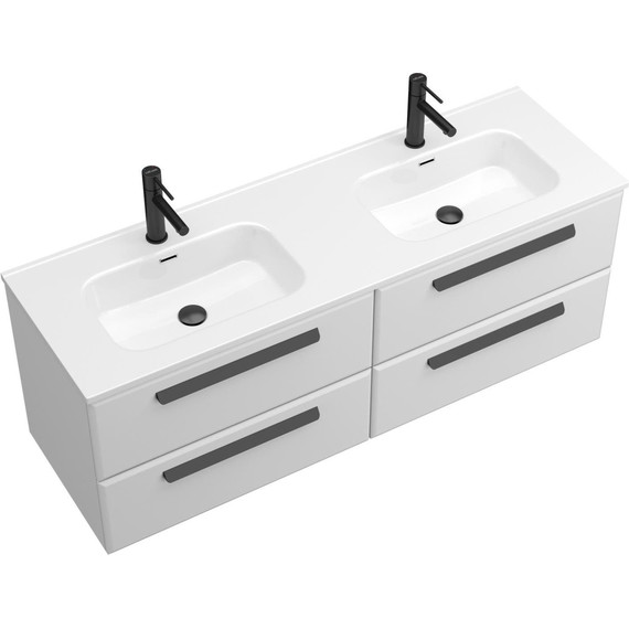 Тумба подвесная с раковиной Cezares ECO-CER-N-1400-4C-SO-2-BL 140 см (раковина CZR-8095-140-2) bianco lucido - фото 3