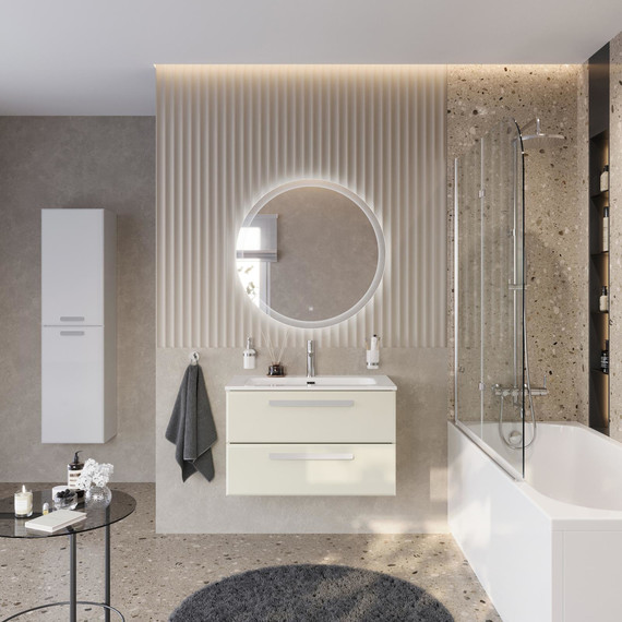 Тумба подвесная с раковиной Cezares ECO-CER-N-800-2C-SO-AS-P 80 см (раковина CZR-8073-80) альпака брашированная - фото 12