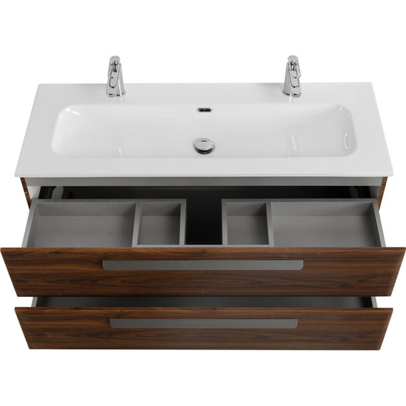 Тумба подвесная с раковиной Cezares ECO-CER-N-1200-2C-SO-NCS-P 120 см (раковина CZR-8073-120-1-2) орех шоколад софт - фото 4