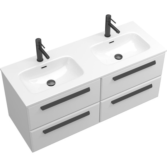 Тумба подвесная с раковиной Cezares ECO-CER-N-1200-4C-SO-2-BL 120 см (раковина CZR-8073-120-2) bianco lucido - фото 3