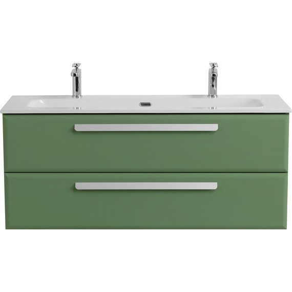 Тумба подвесная с раковиной Cezares ECO-CER-N-1200-2C-SO-PS-P 120 см (раковина CZR-8073-120-1-2) фисташковый софт - фото 
