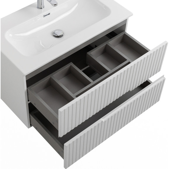 Тумба подвесная с раковиной Cezares DUET-N-800-2C-SO-FBS-P 80 см (раковина CZR-8073-80) ясень белый софт - фото 5