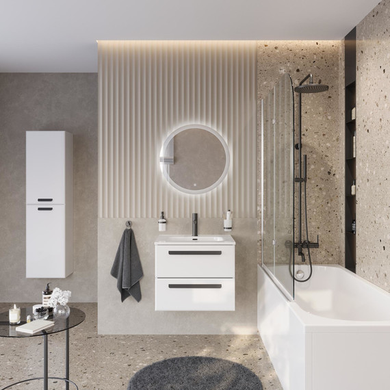 Тумба подвесная с раковиной Cezares ECO-CER-N-600-2C-SO-BL 60 см (раковина CZR-8095-60) bianco lucido - фото 9