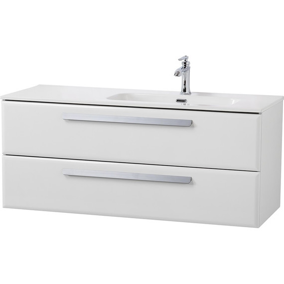 Тумба подвесная с раковиной Cezares ECO-CER-N-1200-2C-SO-BL-R 120 см (раковина CZR-8095-120-R) bianco lucido - фото 2