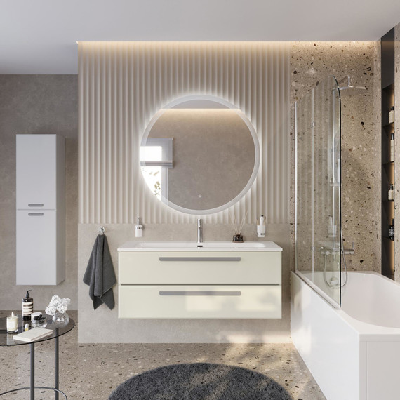 Тумба подвесная с раковиной Cezares ECO-CER-N-1200-2C-SO-AS-P 120 см (раковина CZR-8073-120) альпака брашированная - фото 12