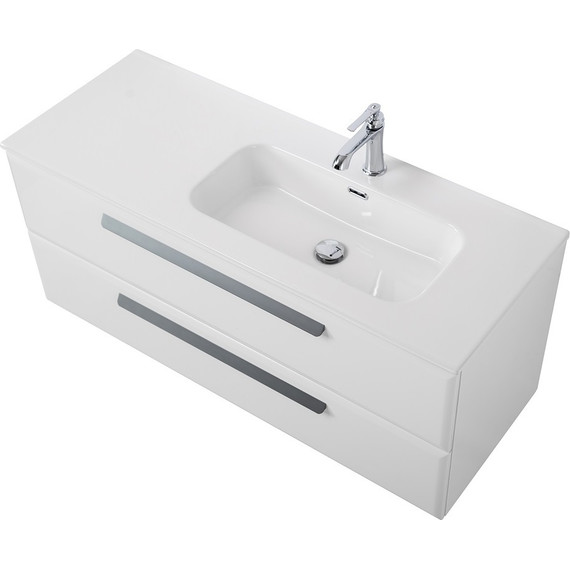 Тумба подвесная с раковиной Cezares ECO-CER-N-1200-2C-SO-BL-R 120 см (раковина CZR-8095-120-R) bianco lucido - фото 7