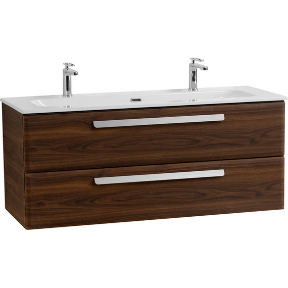 Тумба подвесная с раковиной Cezares ECO-CER-N-1200-2C-SO-NCS-P 120 см (раковина CZR-8073-120-1-2) орех шоколад софт - фото 2