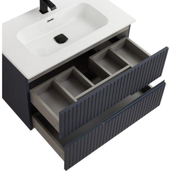 Тумба подвесная с раковиной Cezares DUET-N-800-2C-SO-GR-P 80 см (раковина CZR-8095-80) grafito - фото 5