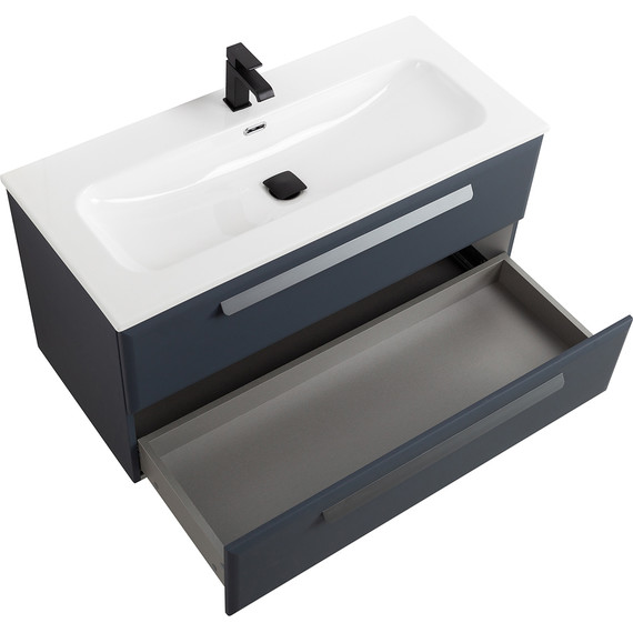 Тумба подвесная с раковиной Cezares ECO-CER-N-1000-2C-SO-GR-P 100 см (раковина CZR-8073-100) grafito - фото 3