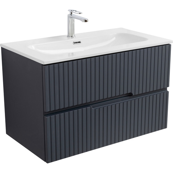 Тумба подвесная с раковиной Cezares DUET-N-800-2C-SO-GR-P 80 см (раковина CZR-8073-80) grafito - фото 2