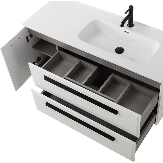 Тумба подвесная с раковиной Cezares ECO-CER-N-1200-2C-1A-SO-BL-R 120 см (раковина CZR-8095-120-R) bianco lucido - фото 6