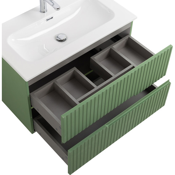 Тумба подвесная с раковиной Cezares DUET-N-800-2C-SO-PS-P 80 см (раковина CZR-8073-80) фисташковый софт - фото 4