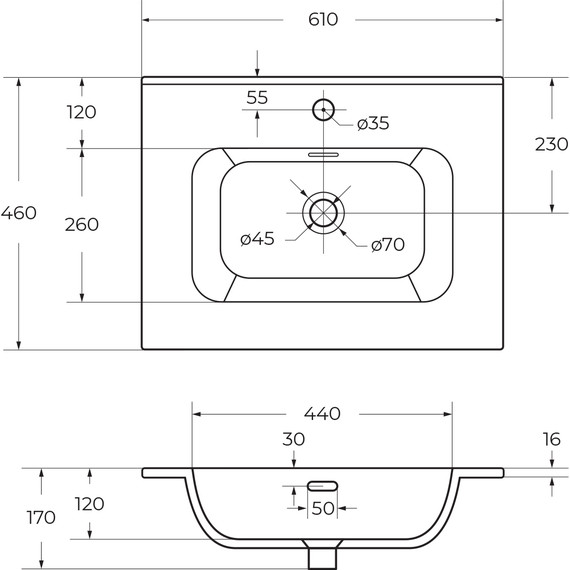 Тумба подвесная с раковиной Cezares ECO-CER-N-600-2C-SO-BL 60 см (раковина CZR-8095-60) bianco lucido - фото 16