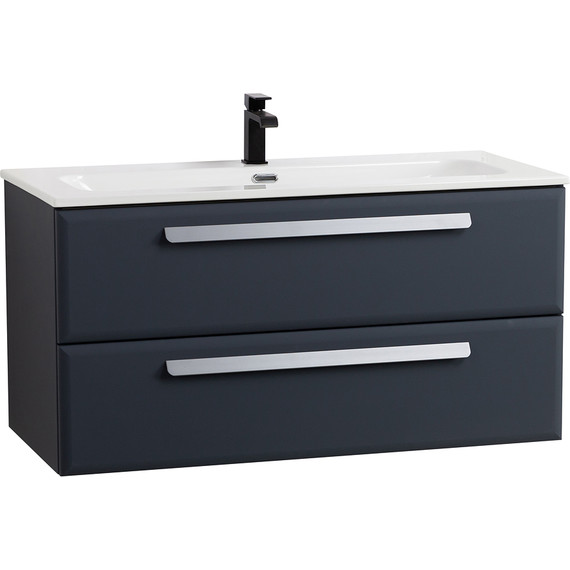 Тумба подвесная с раковиной Cezares ECO-CER-N-1000-2C-SO-GR-P 100 см (раковина CZR-8073-100) grafito - фото 2