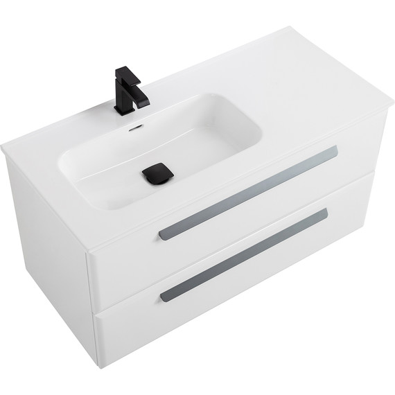 Тумба подвесная с раковиной Cezares ECO-CER-N-1000-2C-SO-BL-L 100 см (раковина CZR-8095-100-L) bianco lucido - фото 6