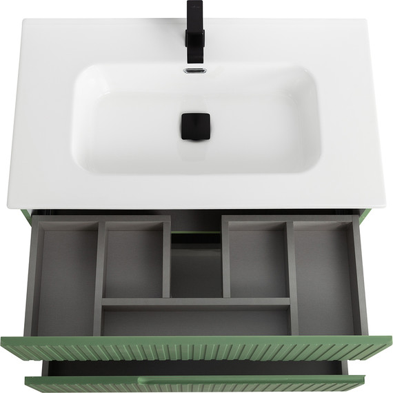 Тумба подвесная с раковиной Cezares DUET-N-800-2C-SO-PS-P 80 см (раковина CZR-8095-80) фисташковый софт - фото 4