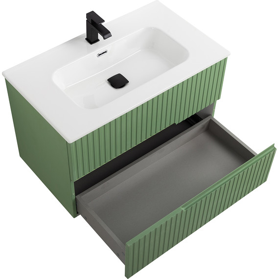 Тумба подвесная с раковиной Cezares DUET-N-800-2C-SO-PS-P 80 см (раковина CZR-8095-80) фисташковый софт - фото 3