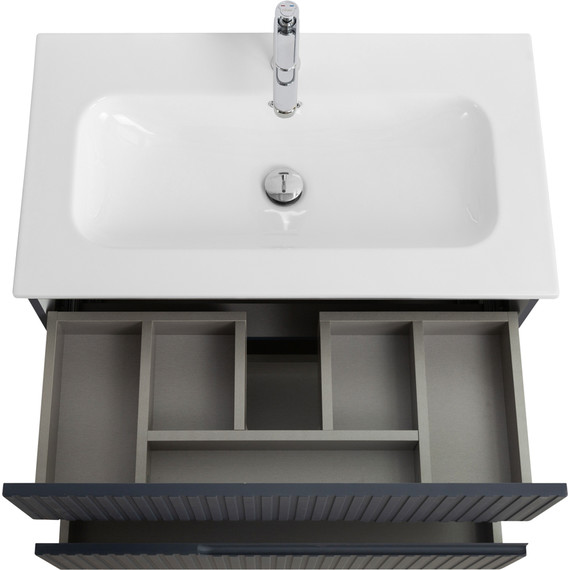 Тумба подвесная с раковиной Cezares DUET-N-800-2C-SO-GR-P 80 см (раковина CZR-8073-80) grafito - фото 4