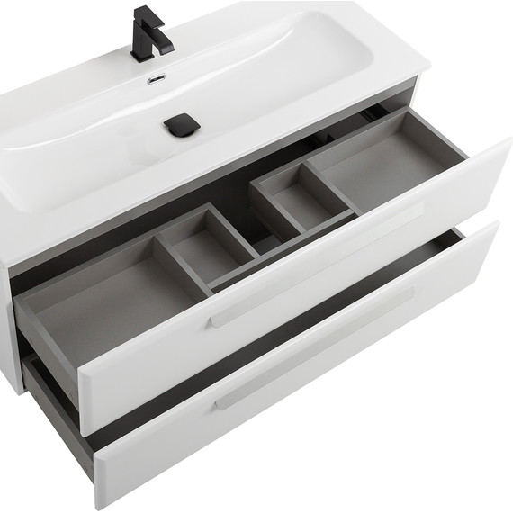 Тумба подвесная с раковиной Cezares ECO-CER-N-1200-2C-SO-BL 120 см (раковина CZR-8073-120) bianco lucido - фото 5