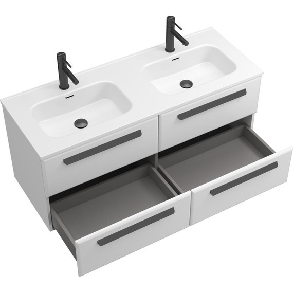 Тумба подвесная с раковиной Cezares ECO-CER-N-1200-4C-SO-2-BL 120 см (раковина CZR-8095-120-2) bianco lucido - фото 6