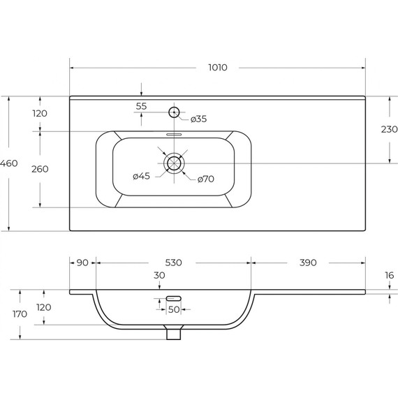 Тумба подвесная с раковиной Cezares ECO-CER-N-1000-2C-SO-BL-L 100 см (раковина CZR-8095-100-L) bianco lucido - фото 17