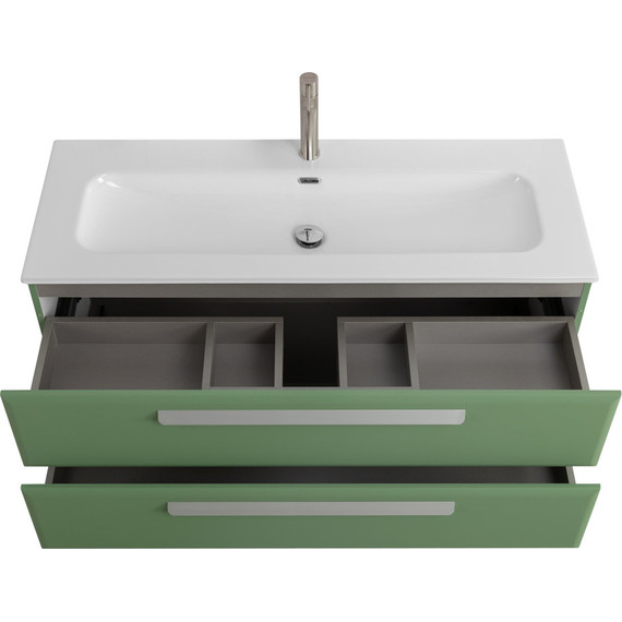 Тумба подвесная с раковиной Cezares ECO-CER-N-1200-2C-SO-PS-P 120 см (раковина CZR-8073-120) фисташковый софт - фото 4