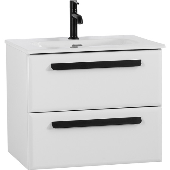 Тумба подвесная с раковиной Cezares ECO-CER-N-600-2C-SO-BL 60 см (раковина CZR-8073-60) bianco lucido - фото 2