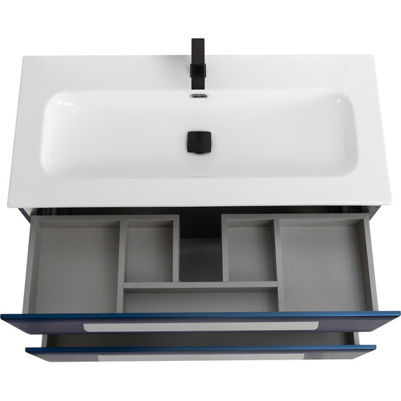 Тумба подвесная с раковиной Cezares ECO-CER-N-1000-2C-SO-SPF-P 100 см (раковина CZR-8073-100) sapfiro - фото 4