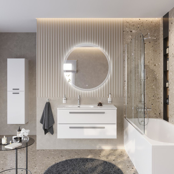 Тумба подвесная с раковиной Cezares ECO-CER-N-1000-2C-SO-BL-L 100 см (раковина CZR-8095-100-L) bianco lucido - фото 10