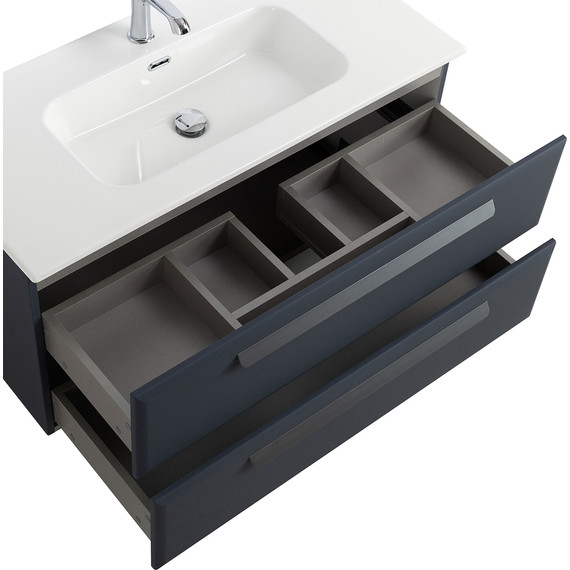 Тумба подвесная с раковиной Cezares ECO-CER-N-1000-2C-SO-GR-P 100 см (раковина CZR-8095-100) grafito - фото 5